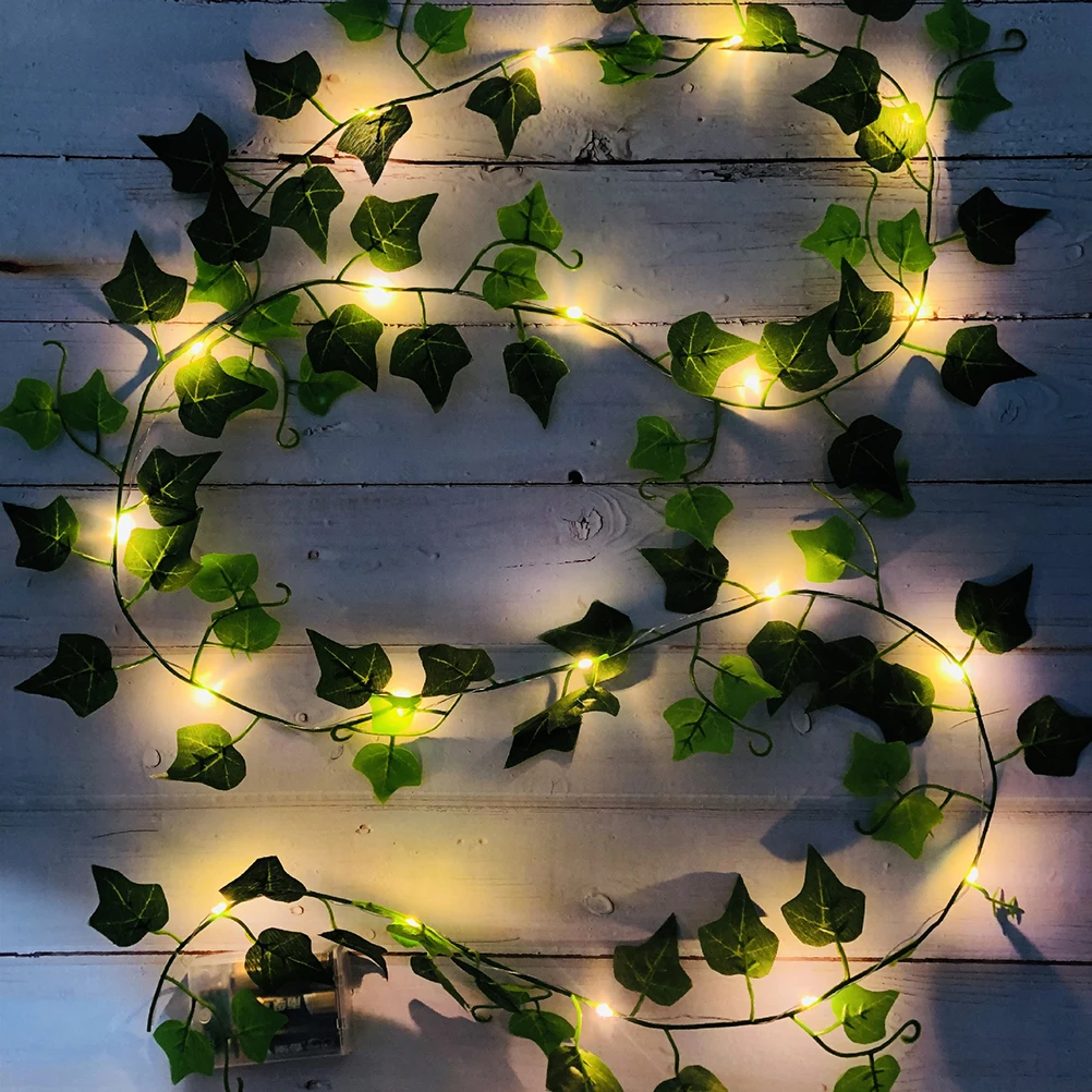 

2/10 м светодиодный строка светильник искусственных растений зеленых листьев лоза Батарея управляется Фея Строка светильник s для домашнего ...