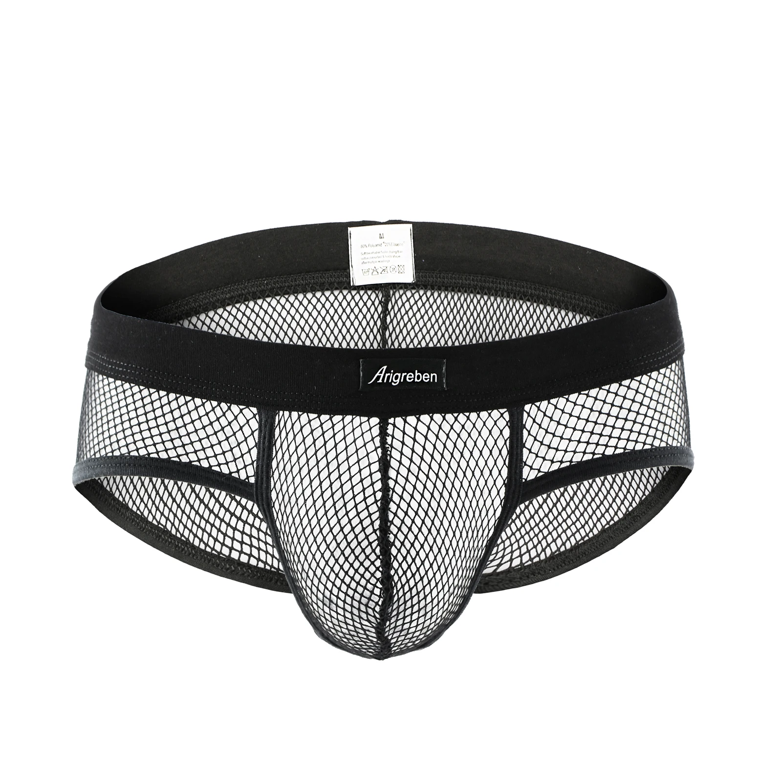 

Fashionable Men Mesh Hollow Briefs, Male Breathable Simple Style Solid Color Underpants Sexy Low Waist Underwear