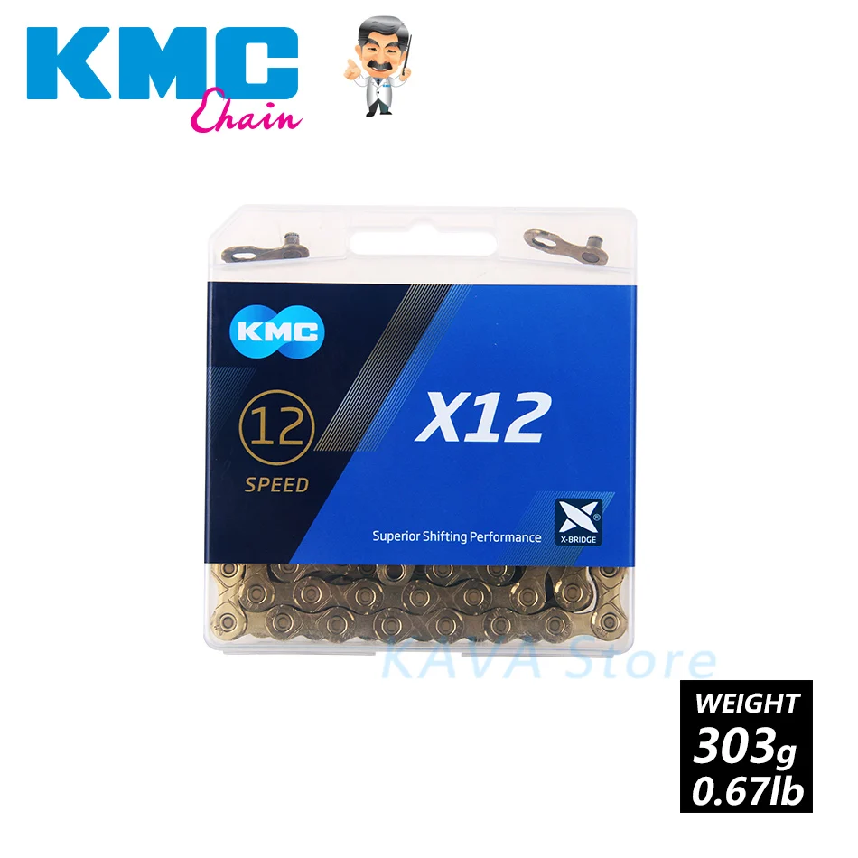 KMC X8 X9 X9sl X10 X10sl X11SL X12 велосипедная цепь 9S 10S 11S золото для MTB/шоссейного велосипеда для Shimano/SRAM 8 9 10 11 скорость 116л/цепь - Цвет: X12 Gold