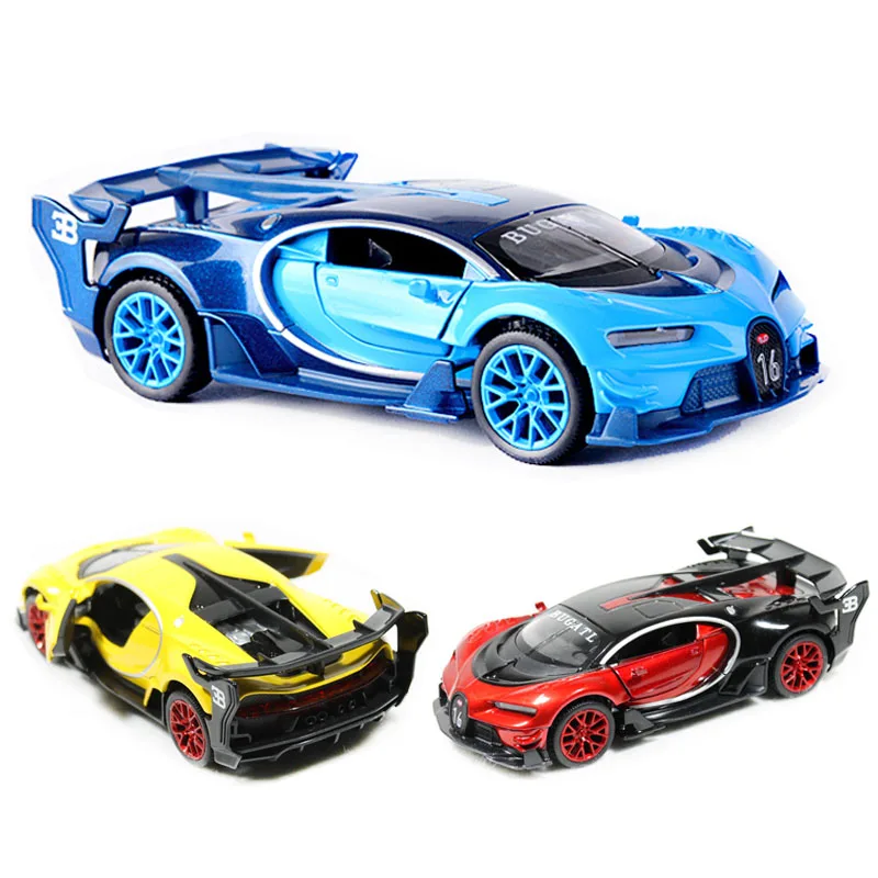 1:32 Литой Сплав автомобиль Bugatti VISION GT спортивная модель автомобиля звук и
