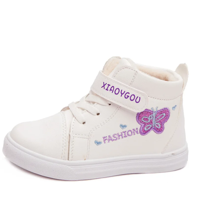 2020 Winter Kids Boots Brand Girls Warm Leather Sneakers Fashion Footwear Children Casual Shoes Plush Non-slip Sport | Детская одежда и