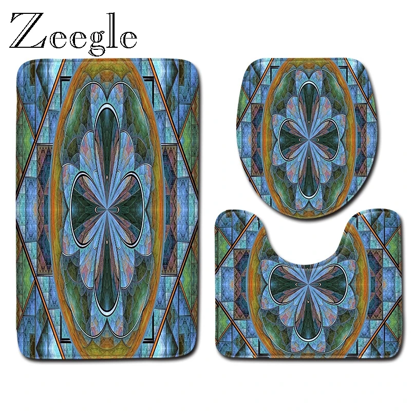 Zeegle 3D набор ковриков для душа с принтом черепа 3 шт набор ковриков для ванной комнаты крышка для унитаза Противоскользящий коврик для ванной комнаты коврик для пола коврик для ванной