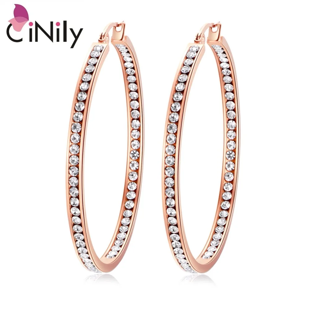 Женские серьги кольца из нержавеющей стали с фианитом|stainless jewelry for women|hoop earrings