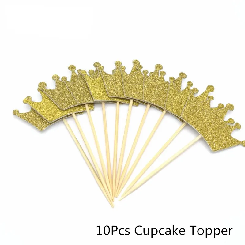10Pcs Chicinlife золотые одноразовые столовые приборы с днем рождения, бумажные стаканчики и тарелки, скатерть, салфетки, 1 день рождения, Декор, принадлежности - Цвет: 10Pcs