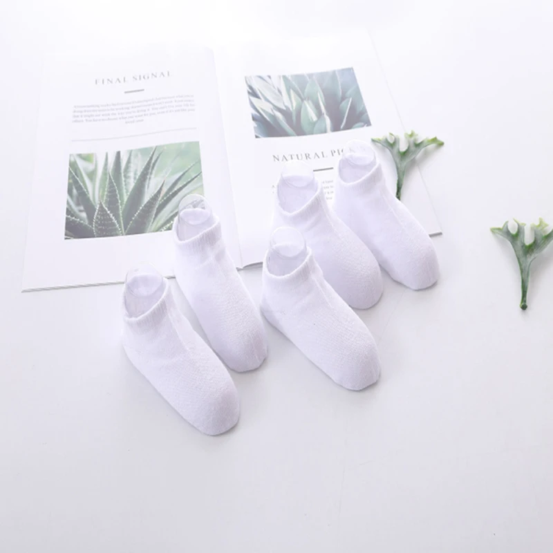 5 par/pack calcetines de beb&eacute; blancos chico corto primavera estilo s&oacute;lido calcetines para Ni&ntilde;os Ni&ntilde;as Ropa Accesorios-3