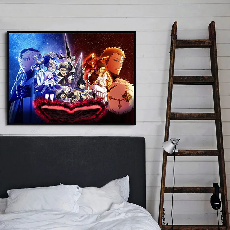 Настенная картина с изображением черного клевера постеры и принты в