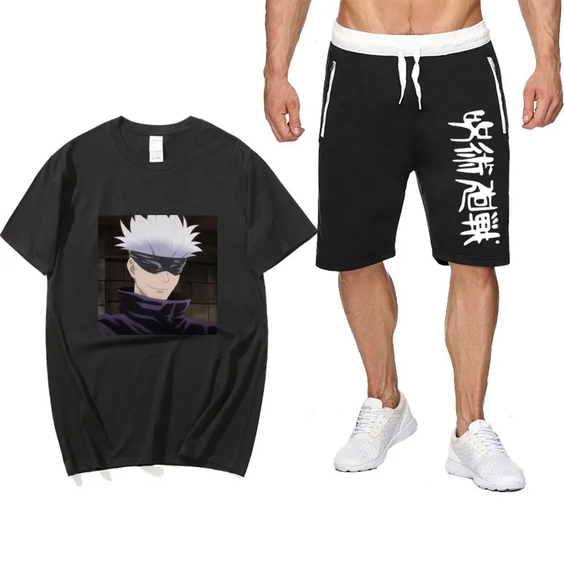 

Summer Anime cotton men's T-shirt + sports suit men's sets Jujutsu Kaisen Streetwear Shorts pantsuit T Shirts Sets Sweatpants