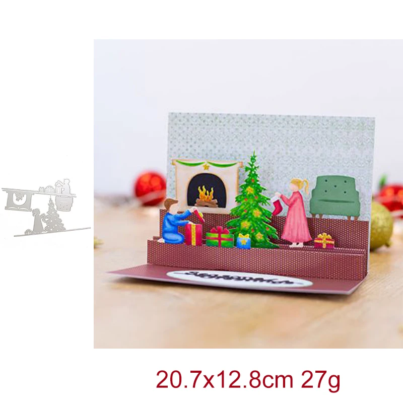

A CHRISTMAS MORNING SCENE Tree Metal Cutting Die Mould Scrapbook Decoration Embossed Photo Album Card Making DIY Handicrafts
