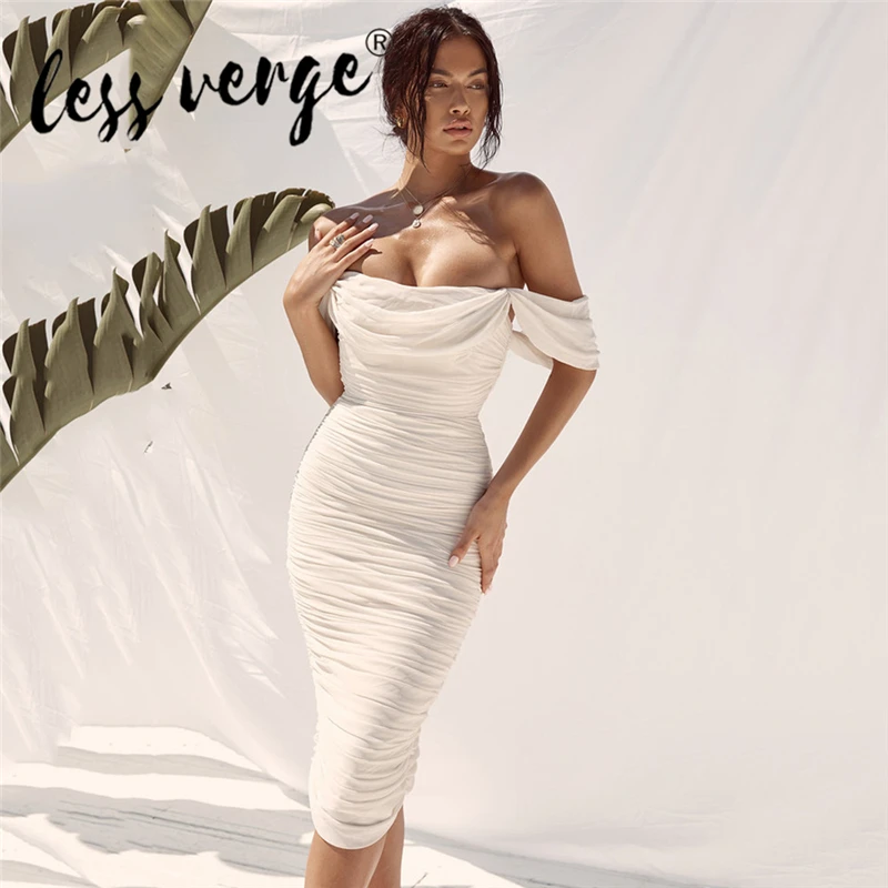 Женское облегающее платье Lessverge однотонное вечернее без бретелек с открытыми