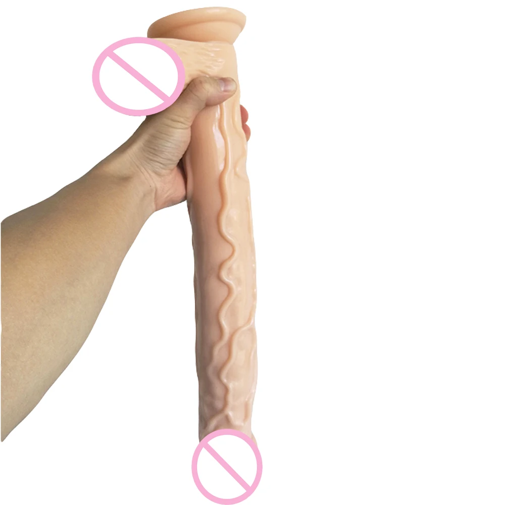 Очень длинный фаллоимитатор 42 см реалистичный мягкий пенис страпон на присоске