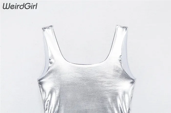 Weirdgirl/платье; повседневные модные вечерние мини-платья без рукавов; однотонное платье на бретельках с открытыми плечами; Серебряная уличная одежда; сезон лето