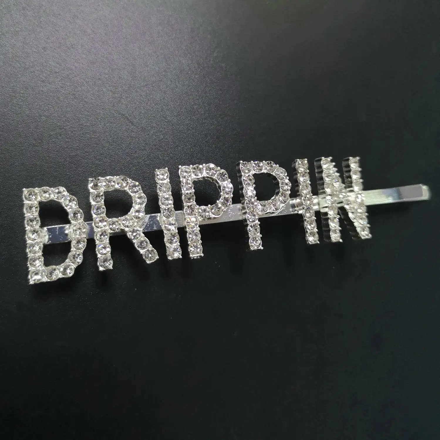 DRIPPIN Свадебные буквы со стразами, заколки для волос, не скользящие, блестящие, металлические, серебристые, с именем, заколки для волос, шикарные свадебные аксессуары для волос - Окраска металла: DRIPPIN