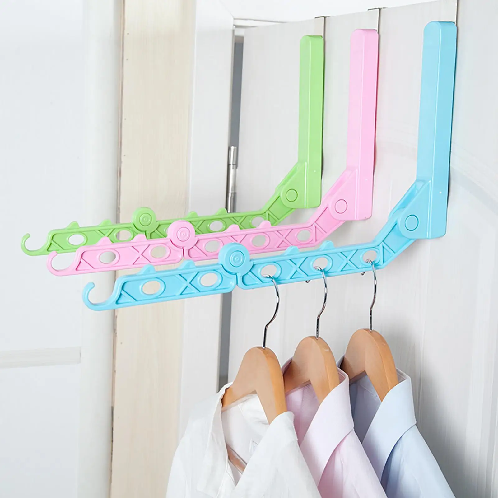 

Portable Foldable Over-The-Door Clothes Socks Holder Hook Hanger Hanging Rack