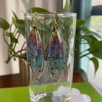 origin summer fairy rainbow rhinestones butterfly earrings for women clear resin simuation wing glitter drop earrings oorbellen