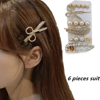 6 piece set fashion handmade feather hair clips for cute women girls pearls barrettes hairpins headwear hair accessories