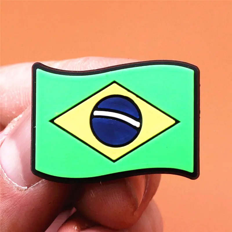 FreeShipping Crock Charms Accessories PVC Shoe Croc Buttons Sandals Charm Decoration Brazil Korea Britain Switzerland Flag U218