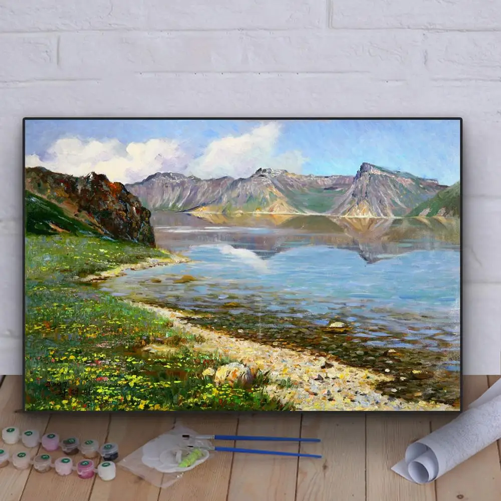 Green grass by the sea DIY Oil Painting Paint Number Kit for Adults Kids Arts Craft Home Wall Decor 50x65cm | Дом и сад