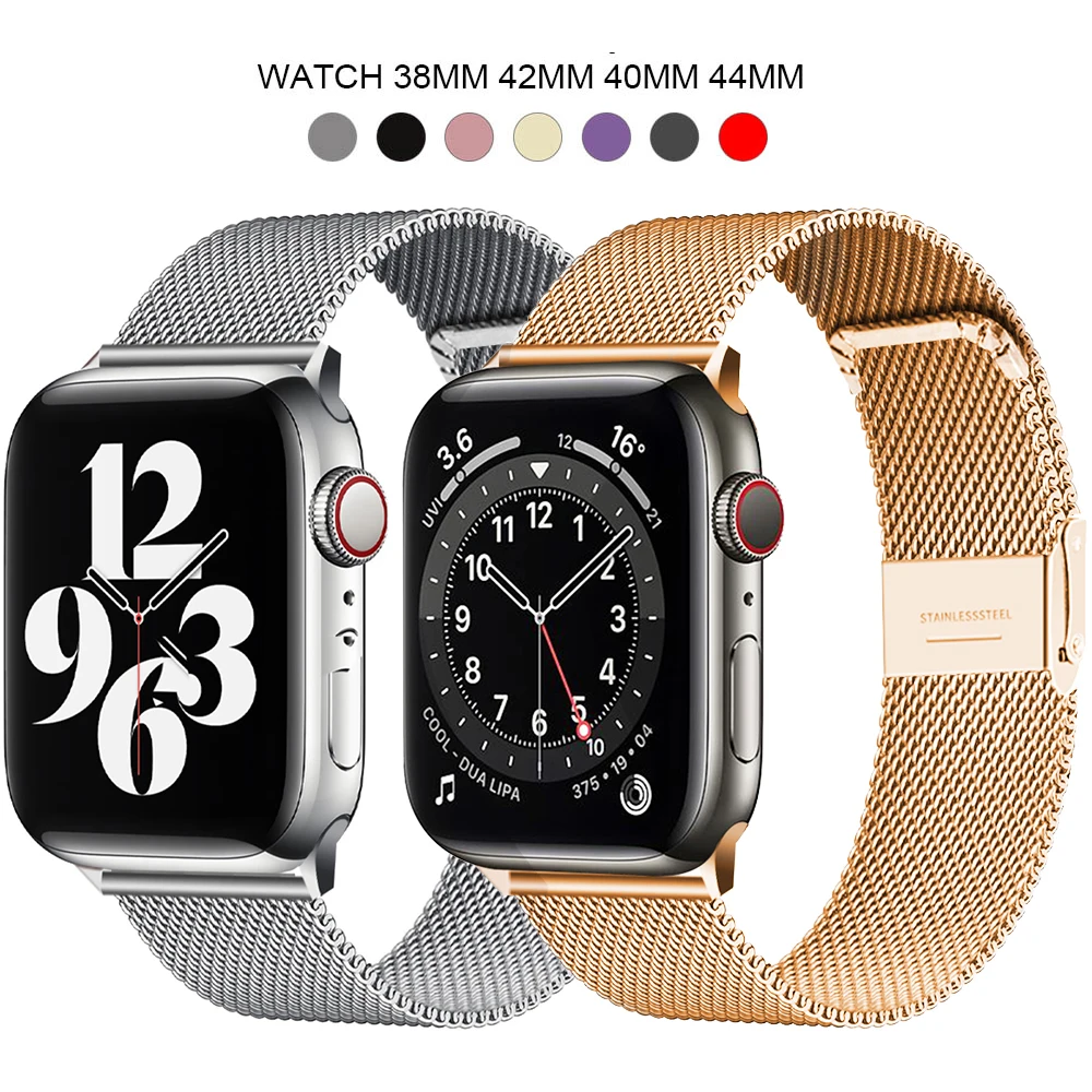 Ремешок Миланская петля из нержавеющей стали для apple watch 38 мм 40 42 44 ремешок iwatch series