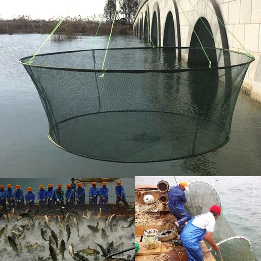 Foldable Drop Fishing Landing Net Crayfish Catcher Casting Network Mesh Fish Trap/cage Prawn Bait Crab Shrimp Netting #P2 | Спорт и