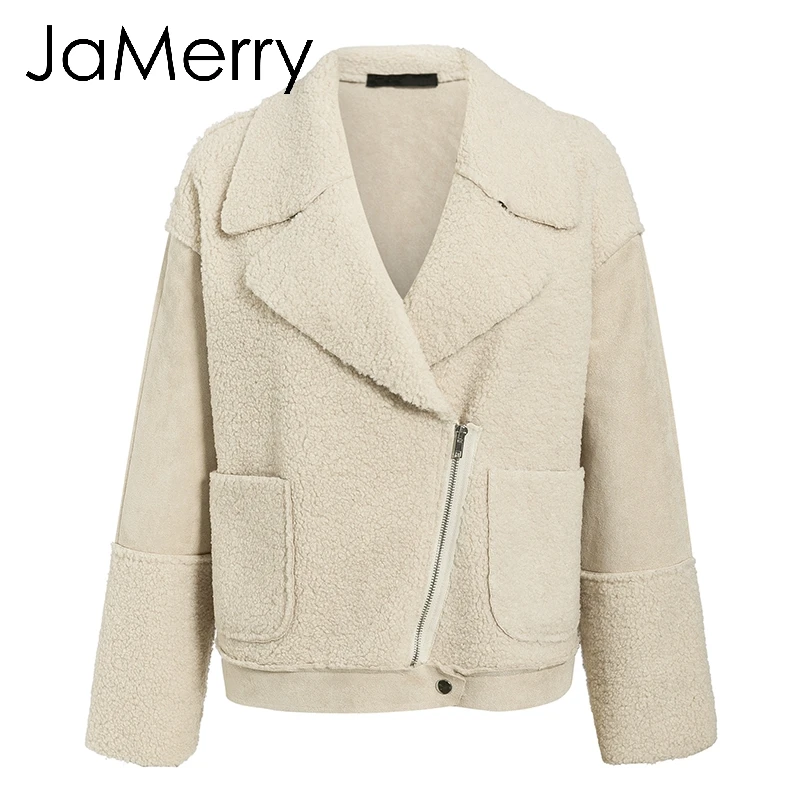 JaMerry винтажное элегантное лоскутное пальто из искусственной кожи женские зимние