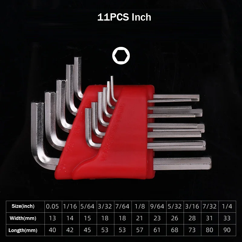 11 шт. 9 5 шестигранный ключ метрический Британский короткий шаровой L образный 1/16