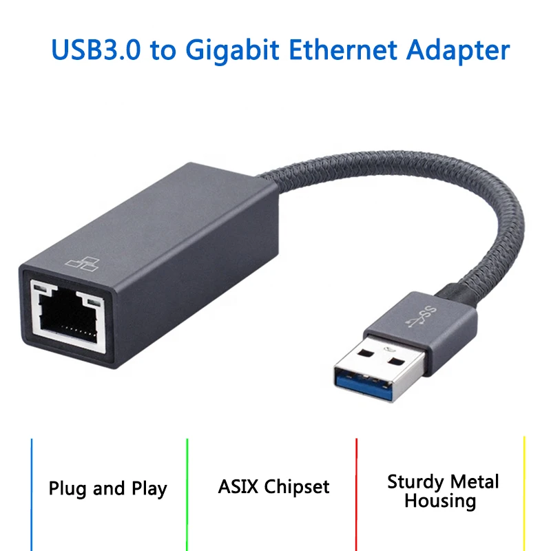 

Ethernet-конвертер с USB 3,0 на Gigabit RJ45, 100/1000 Мбит/с