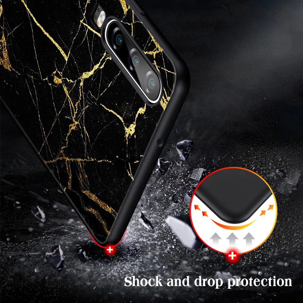 

Case for Huawei P40 P30 P20 Pro Lite Mate 30 40 20 Lite Pro Honor 30 20 10 9X Pro Lite P Smart 2020 Black TPU Cover Funda Marble