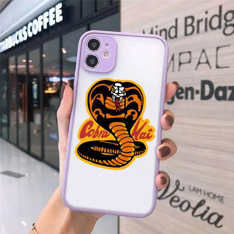 

cobra kai snake 2 Phone Case For iPhone 12 11 Mini Pro XR XS Max 7 8 Plus X Matte transparent Purple Back Cover