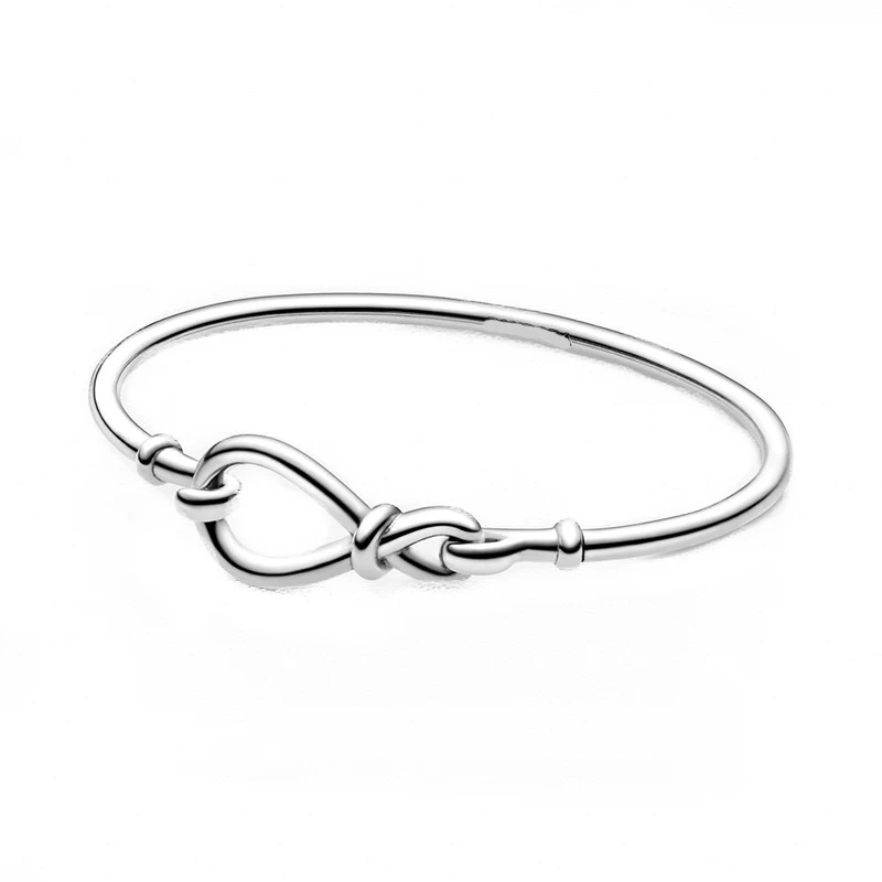 

Infinity Knot Bangle Bracelet 100% Real 925 Sterling Silver Knot Bracelet Fit Original Charms Diy Jewelry