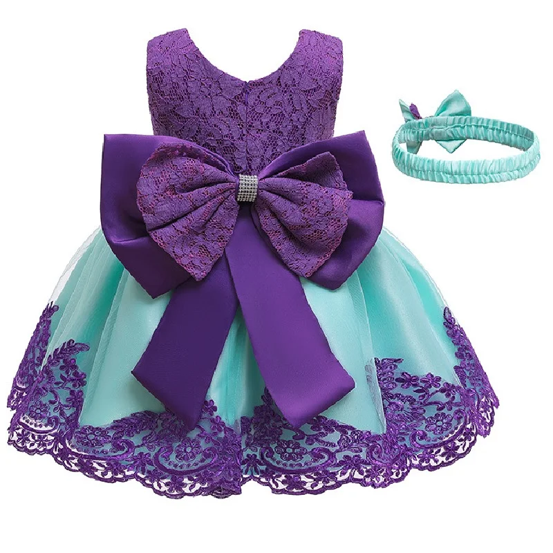 2021 летнее платье для маленьких девочек кружевное розовое с большим бантом