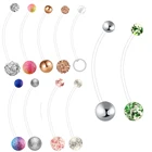 Розовое золото для беременных Спорт материнства гибкий Bioplast пупок кольцо для пупка Фиксатор 14 г 1 12 дюйма (38 мм) пирсинг тела, пупок