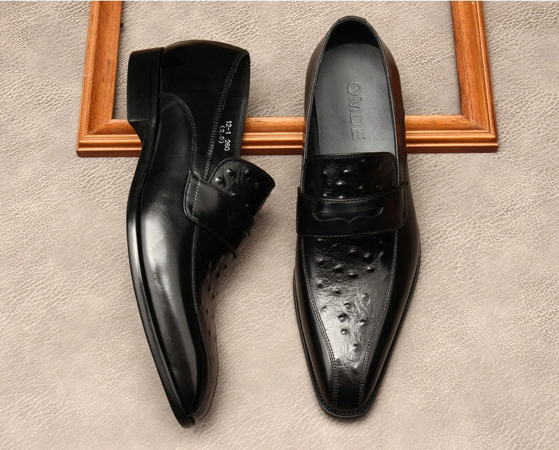 

New Men Genuine Leather Dress Shoes High Quality Banquet Party Wedding Loafers Black Luxury Italian Male Footwear Formal Shoes