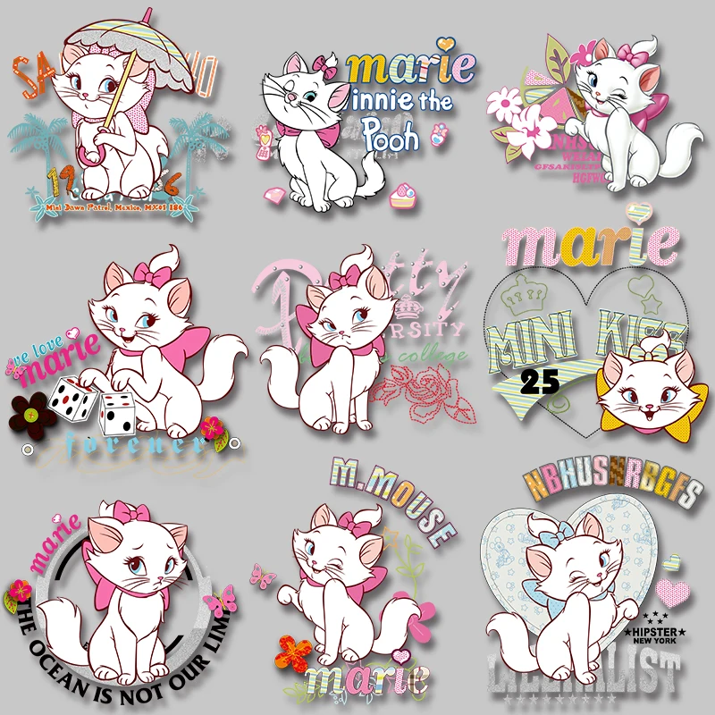 Аппликация на одежду с изображением кошек Диснея Мари моющиеся