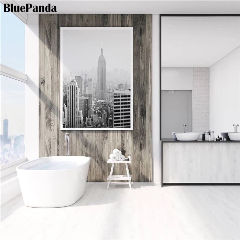 Здание города черно белая художественная Скандинавская Картина на холсте с