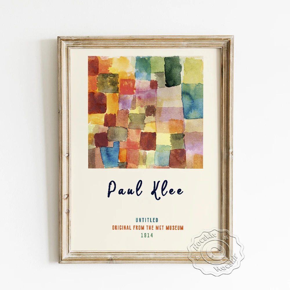 

Paul Klee Exhibition Museum Poster, Untitled Abstract Canvas Painting, Colours Mosaic Color Blocks Art Prints, Modern Home Decor