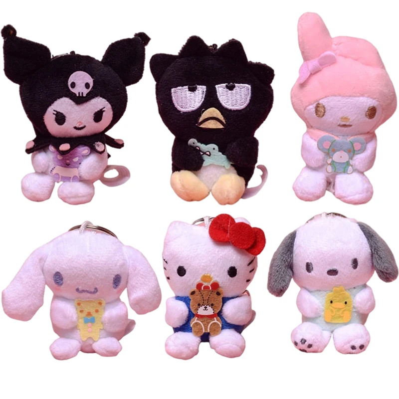 

6 см Мультяшные плюшевые игрушки Kuromi Melody Cinnamoroll понравито пуриновая собака КТ кошка аниме брелок Kawaii милый плюшевый подарок для девочек