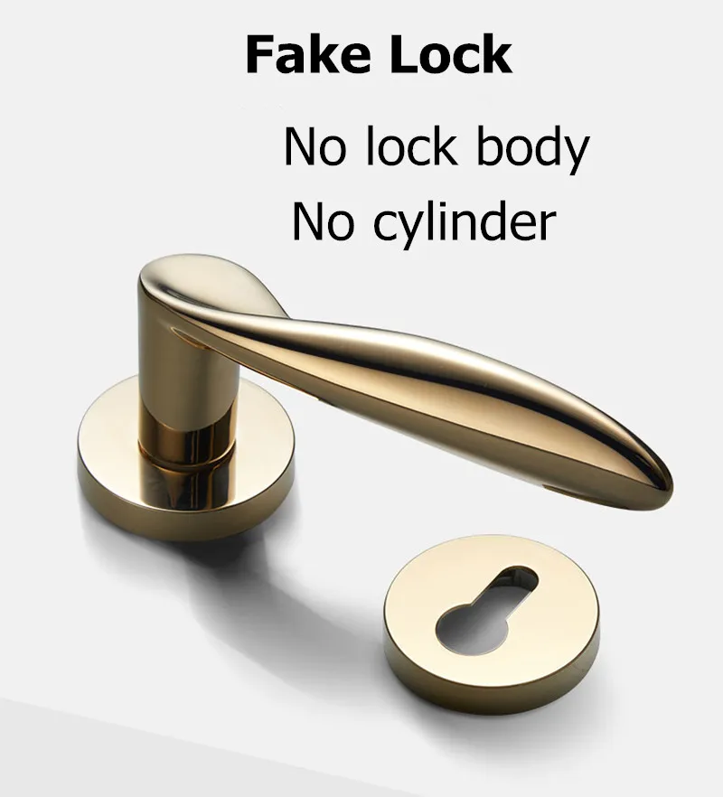 Fake lock Золотые дверные ручки для межкомнатных дверных замков, механический замок для спальни 8037Y - Цвет: Fake lock