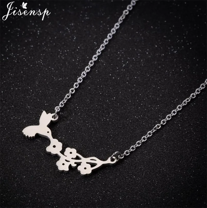 Ожерелье Jisensp с красивой птицей на ветке модное ожерелье подвеской в форме цветка