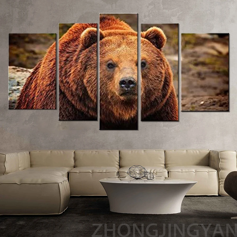 

5 Pieces Wall Art Canvas Painting Animal Poster Zong Bea Home Decoration Modular Pictures Framework Modern Living Room