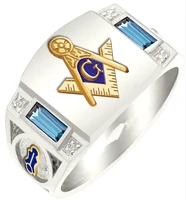 ag freemasonry logo ring for men inlaid rhinestone ring fashion creative personality punk hip hop party finger jewelry anillos