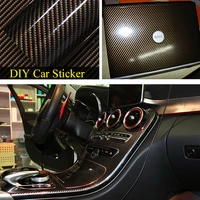 diy car sticker 50x200cm 5d carbon high glossy film vinyl wrapping auto carbon fiber vinyl film fibra de carbono black
