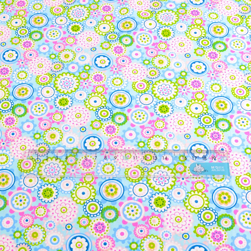 Хлопковая саржевая ткань Booksew с голубым цветочным принтом лоскутное шитье