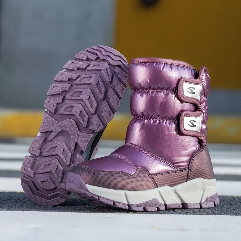 Детские зимние ботинки теплые модные плюшевые ботильоны с высоким берцем