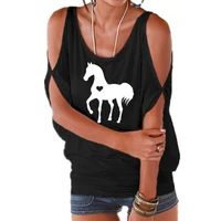 heart horse shirt horse tshirt gift for horse lover equestrian gifts birthday party sexy off shoulder tops batwing lace up tees