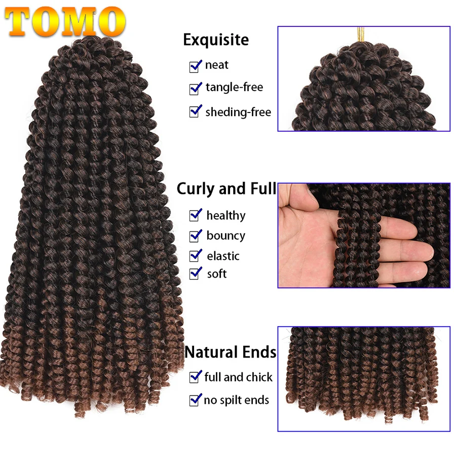 TOMO афро Омбре весенние спиральные волосы для вязания крючком 20 прядей вязание