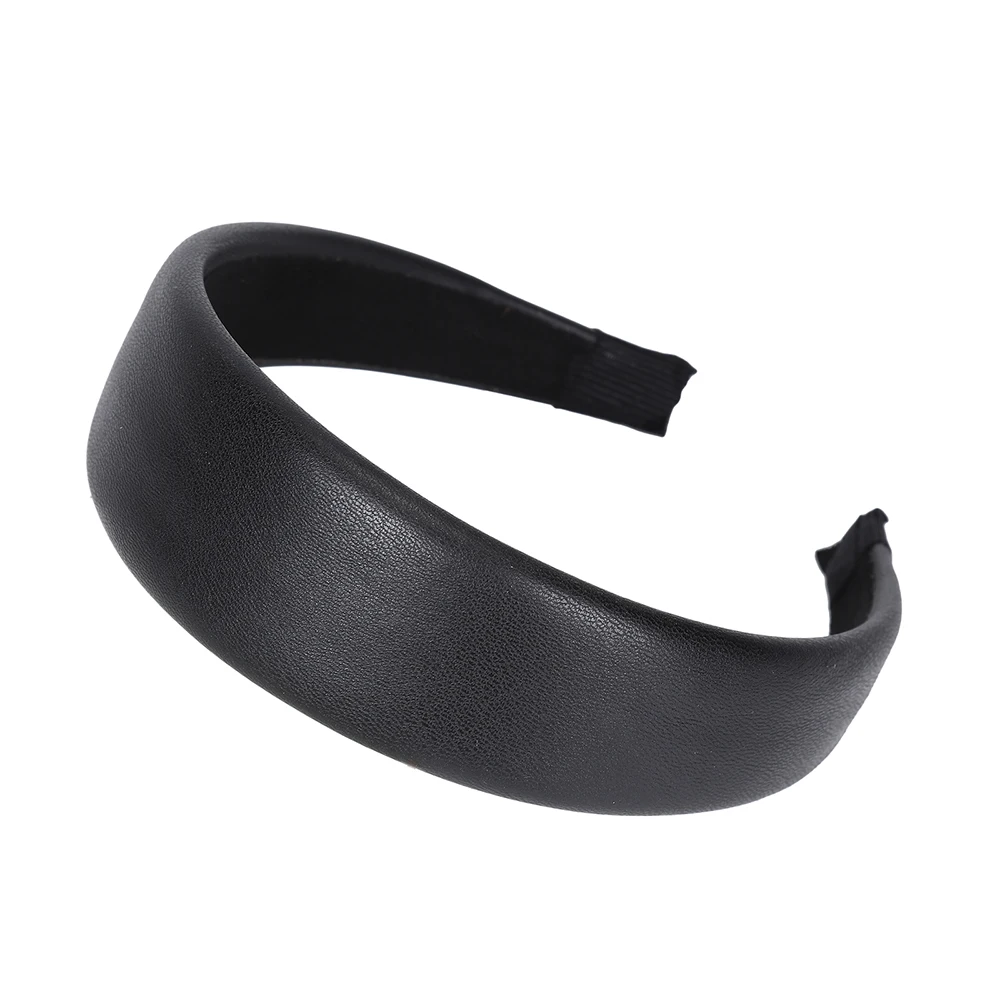 Black 1 MOLANS Новые Искусственные кожаные повязки на голову Eleg простые 4 см ширина искусственная кожа женские повязки для волос модные широкие обручи для волос женские повязки на голову - Цвет: Black 1