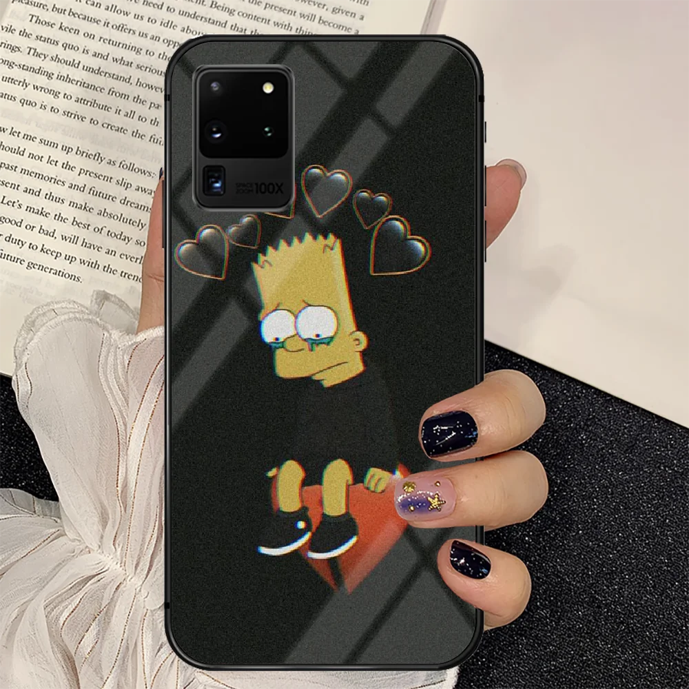 

Cute Cartoon Simpsoned Phone Tempered Glass Case Cover For Samsung Galaxy S Note 5 6 9 10 10E 20 21 FE Plus Uitra Waterproof