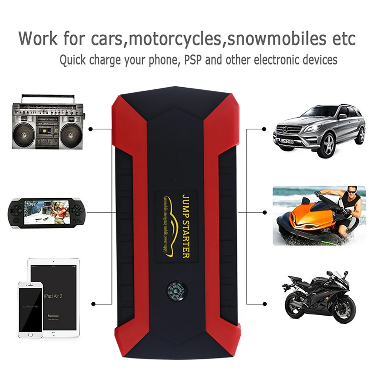 Пусковое устройство для автомобиля 600A 89800 мА/ч многофункциональное