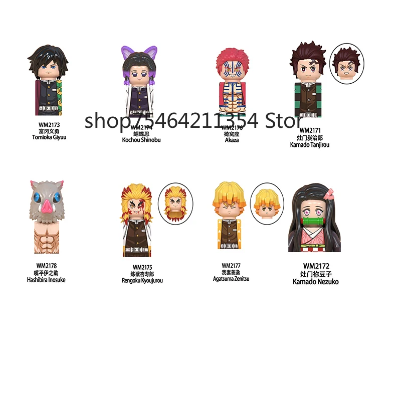 

Demon Slayer Bulding Blocks Tanjirou Nezuko Inosuke Giyuu Kyoujurou Mini Dolls Action Figure Assemble Toy Kids Christmas Gift