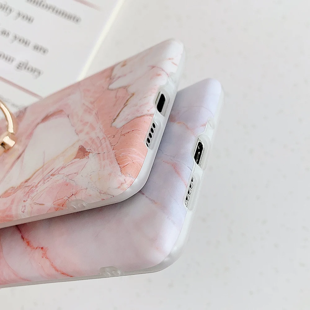 Классический Мраморный чехол для телефона с кольцом Huawei P20 P30 P40 Pro Lite Mate 20 30 мягкий